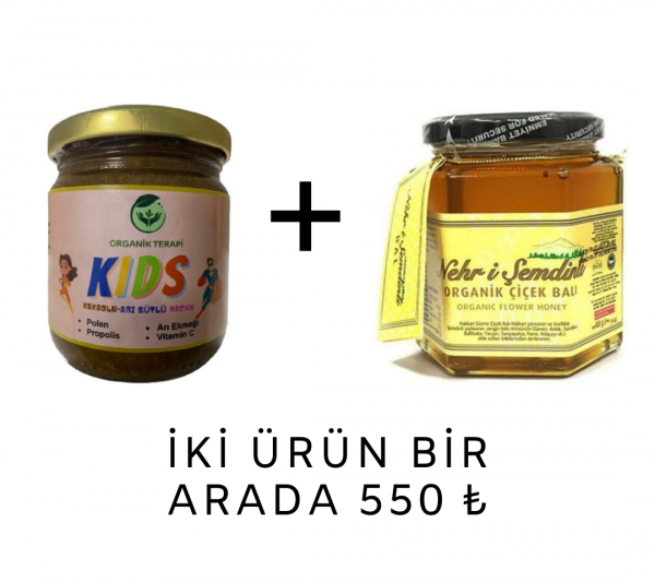 Organik Terapi KİDS 250 Gr. ve   Nehr-i Şemdinli Organik Süzme Çiçek Balı 400 Gr.